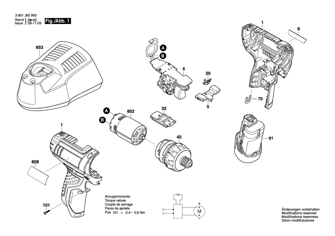 Запчасти для Bosch GSR 10,8-LI (3601J92900)