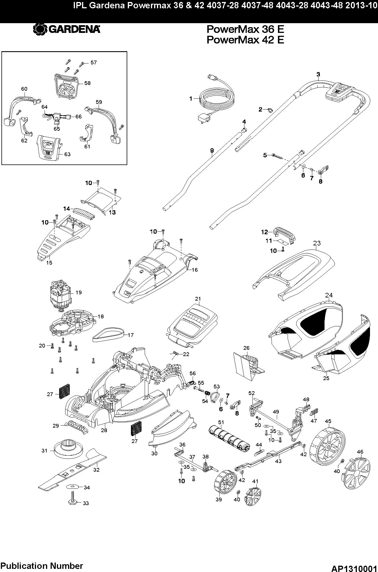 Запчасти для Gardena POWER_MAX_36E_4037-28_4037-48_2013-10