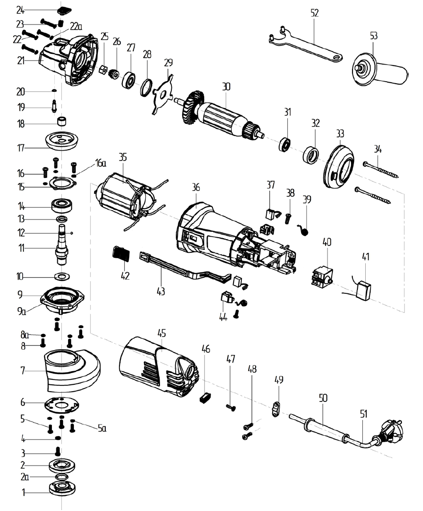 Запчасти на Интерскол УШМ-115/1000, УШМ-125/1000 в г.